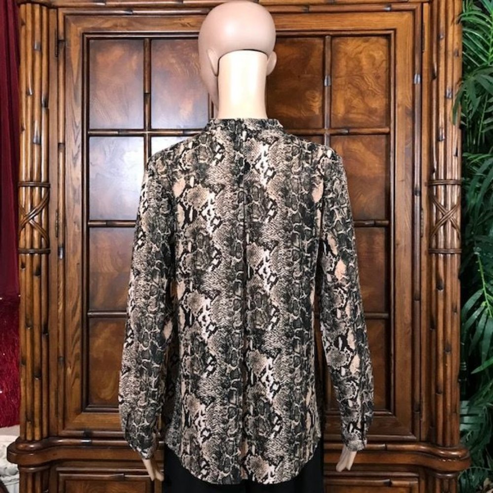 Joan Rivers Natural Python Micro Crepe Overlay V-neck Top - Picture 3 of 13
